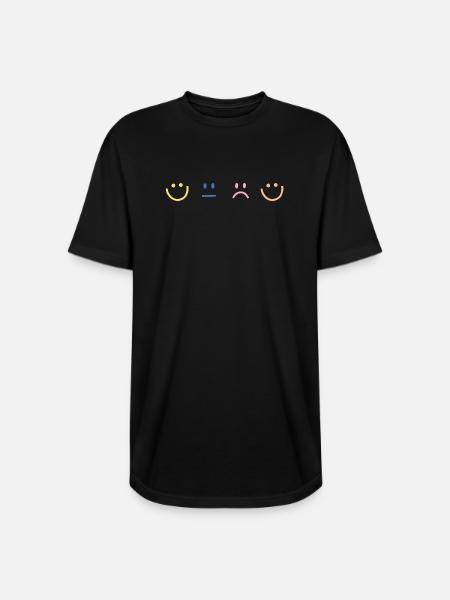 Mood Faces - Long Body Men’s T-Shirt - black
