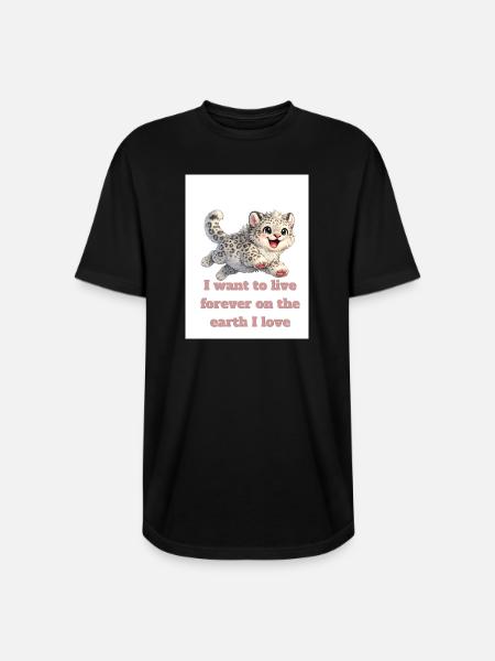 Happy Snow Leopard Design - Long Body Men’s T-Shirt - black