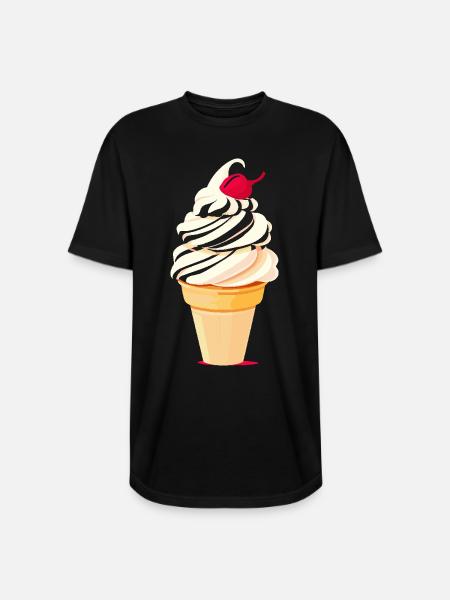 Ice Cream Cone Graphic - Long Body Men’s T-Shirt - black