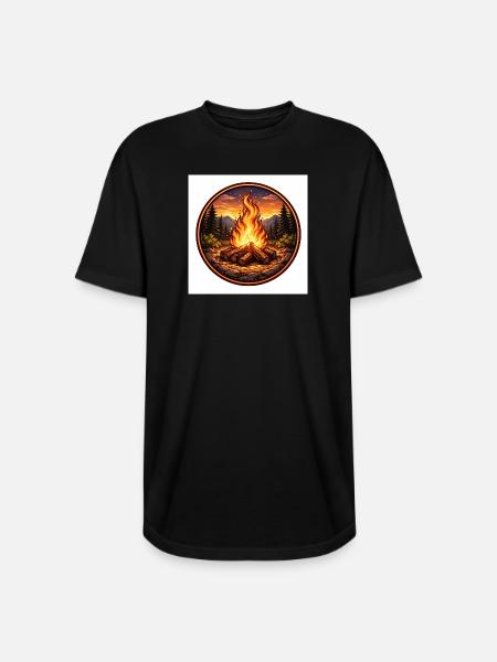 Forest Campfire Crest - Long Body Men’s T-Shirt - black