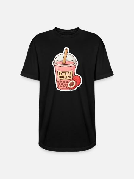 Lychee Bubble Tea Illustration - Long Body Men’s T-Shirt - black