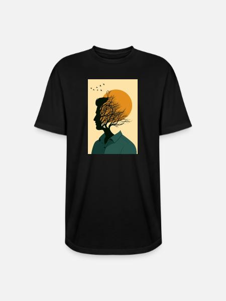 Sunlit Mindscape Silhouette - Long Body Men’s T-Shirt - black