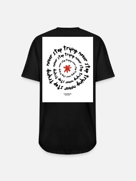 Never Stop Trying - Long Body Men’s T-Shirt - black