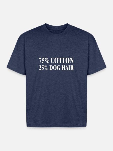Dog Hair Cotton Blend Tee - Boxy Fit Unisex T-Shirt - vintage heather navy