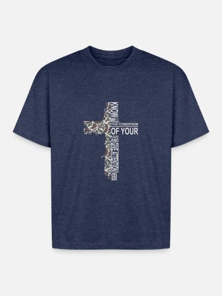 Camo Cross - Boxy Fit Unisex T-Shirt - vintage heather navy