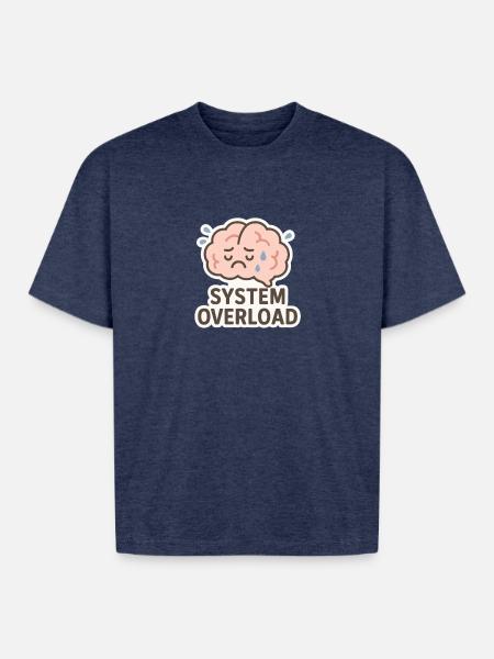 System Overload Brain Illustration - Boxy Fit Unisex T-Shirt - vintage heather navy
