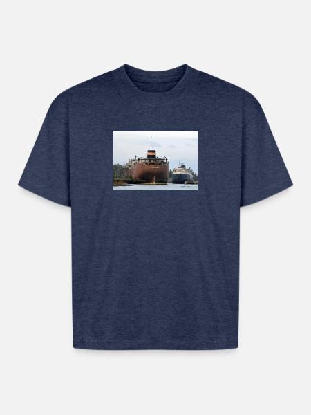 Sherwin and Arthur - Boxy Fit Unisex T-Shirt - vintage heather navy