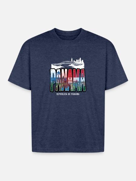 panama - Boxy Fit Unisex T-Shirt - vintage heather navy