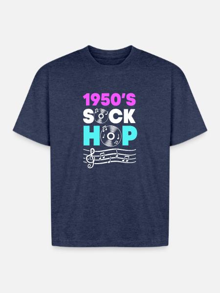 Retro Sock Hop Dancer - Boxy Fit Unisex T-Shirt - vintage heather navy