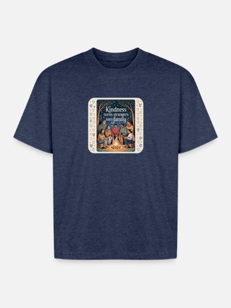 Kindness Celebrates Family Bonding - Boxy Fit Unisex T-Shirt - vintage heather navy