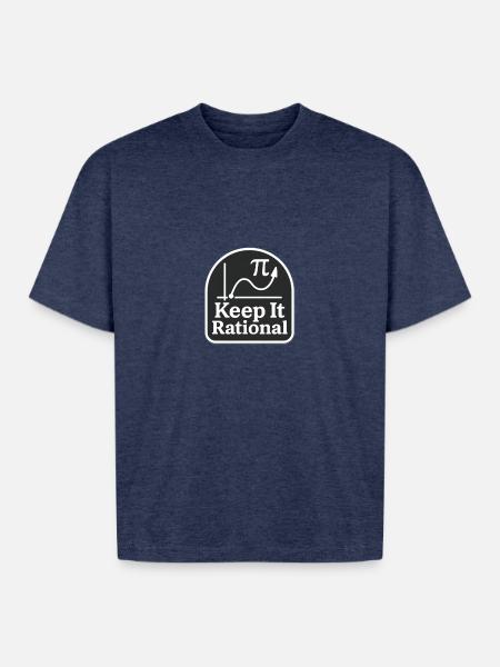 Keep It Rational Patch - Boxy Fit Unisex T-Shirt - vintage heather navy