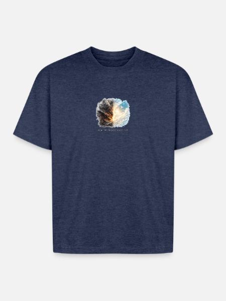 Fire and Sky Dichotomy - Boxy Fit Unisex T-Shirt - vintage heather navy