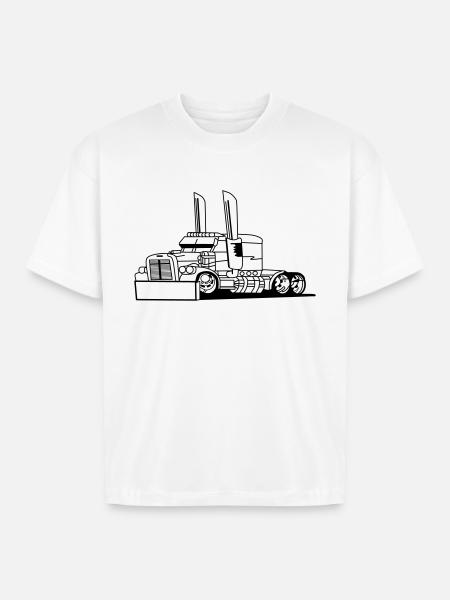 Comic style truck - Boxy Fit Unisex T-Shirt - white