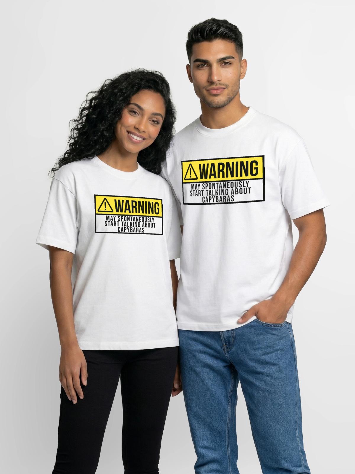 Capybara Capybara Capybara - Boxy Fit Unisex T-Shirt - white - Front - AI Model Female 172 dark (172cm) & AI Model Male 185 dark (185cm)