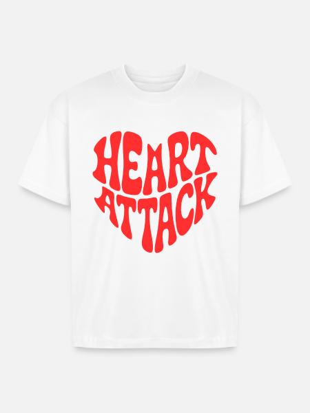 HEART ATTACK - Boxy Fit Unisex T-Shirt - white