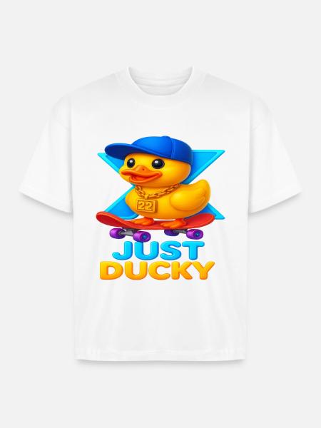 Just Ducky X22 - Boxy Fit Unisex T-Shirt - white