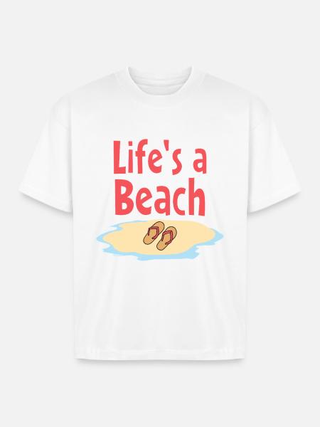 Life's a Beach Sandals Illustration - Boxy Fit Unisex T-Shirt - white