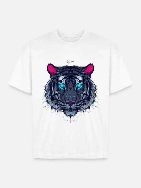 Neon Circuit Tiger - Boxy Fit Unisex T-Shirt - white