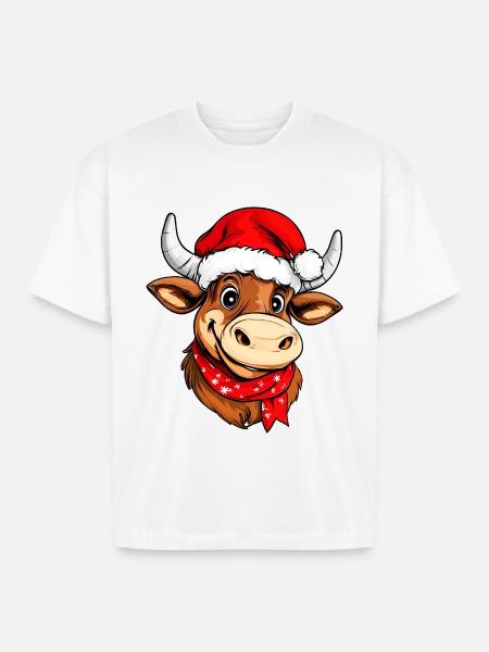 Christmas bulls - Boxy Fit Unisex T-Shirt - white