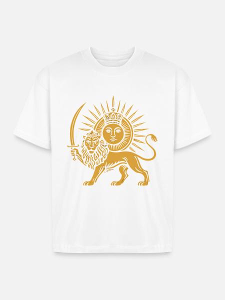 Solar Crowned Lion Emblem - Boxy Fit Unisex T-Shirt - white