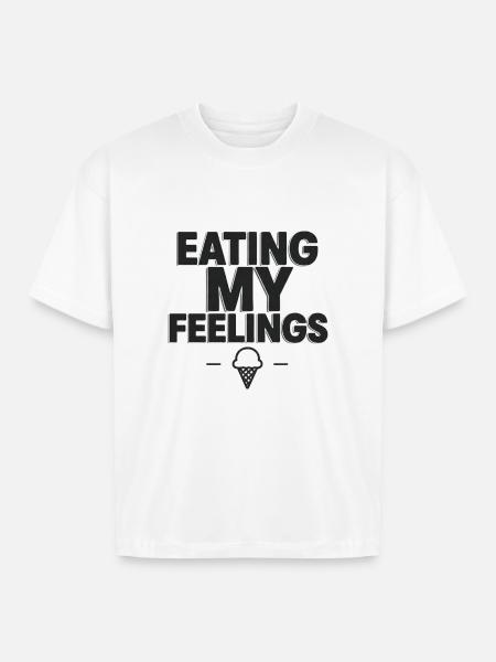 Eating My Feelings - Boxy Fit Unisex T-Shirt - white