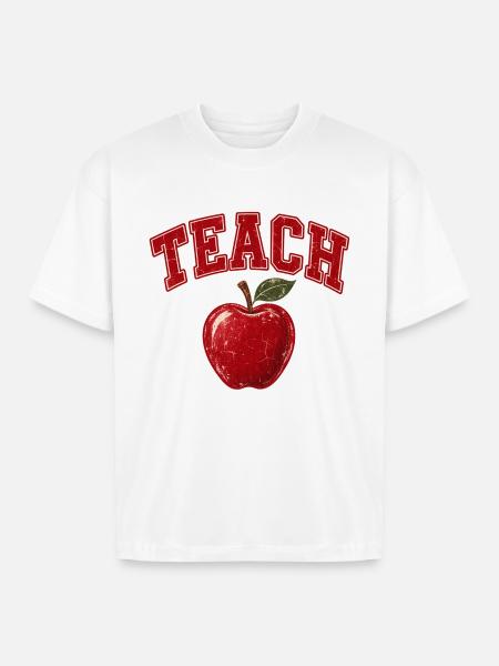 Teacher Apple - Boxy Fit Unisex T-Shirt - white
