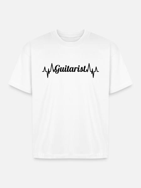 Guitarist ECG Heartline - Boxy Fit Unisex T-Shirt - white