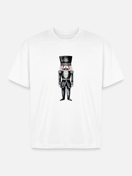 Black Nutcracker Soldier - Boxy Fit Unisex T-Shirt - white