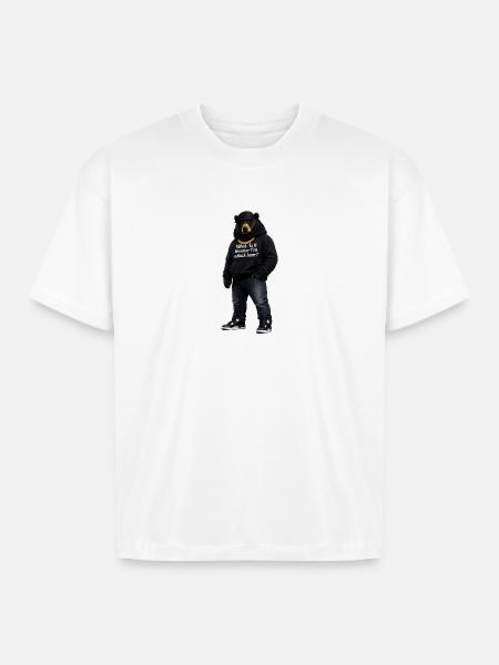 Midnight Bear Hoodie Pun - Boxy Fit Unisex T-Shirt - white
