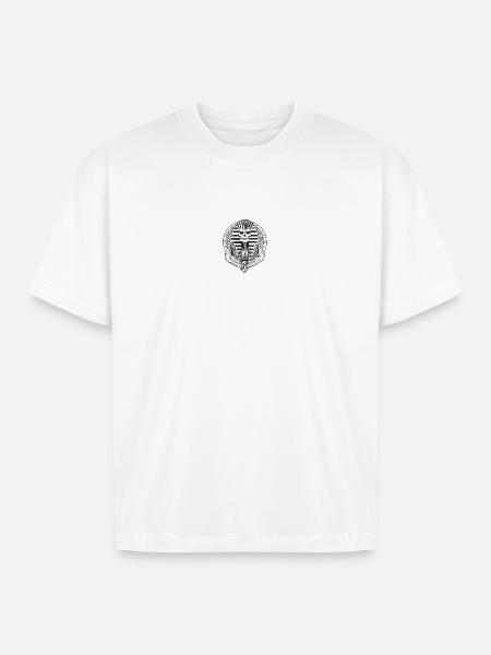 Skull Crest with Wings Emblem - Boxy Fit Unisex T-Shirt - white