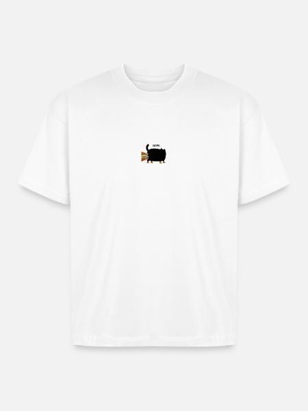 Black Cat Nope - Boxy Fit Unisex T-Shirt - white