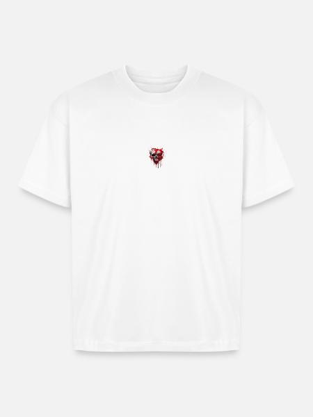 Blood Splash Skull Art - Boxy Fit Unisex T-Shirt - white