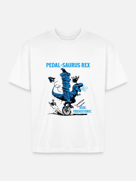 Pedal-Saurus Rex – Ride Prehistoric - Boxy Fit Unisex T-Shirt - white
