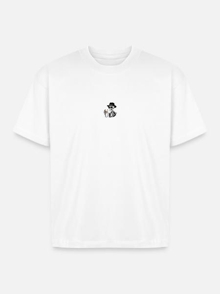 Skeleton Whiskey Noir - Boxy Fit Unisex T-Shirt - white