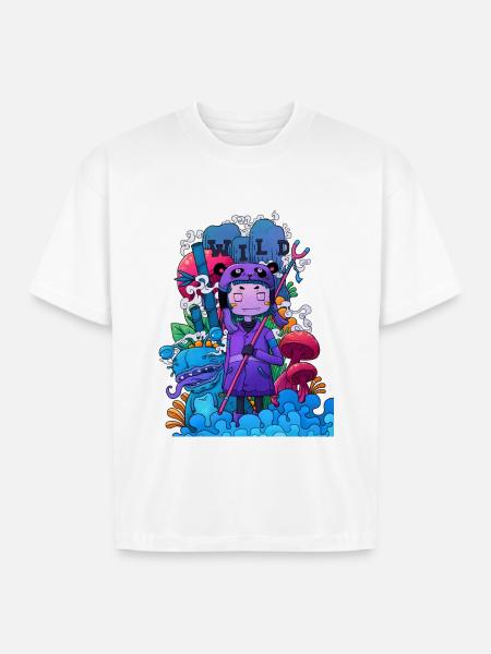 Wild Dreamer Neon Mushrooms - Boxy Fit Unisex T-Shirt - white