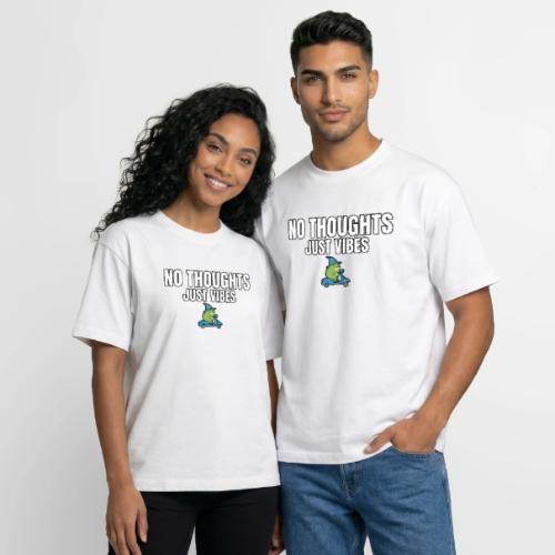 No Thoughts Just Vibes Funny Frog Shirt - Boxy Fit Unisex T-Shirt