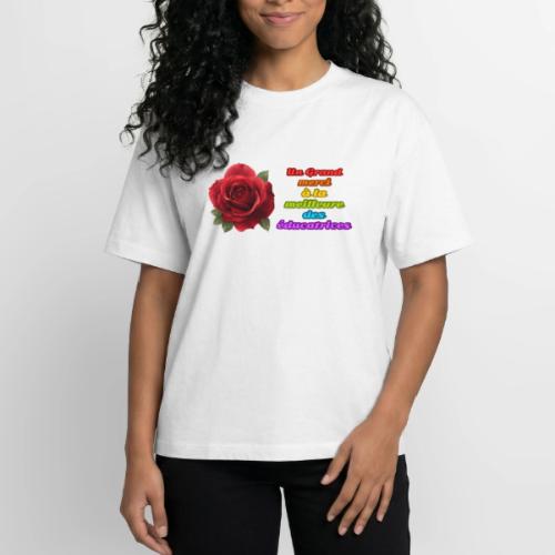 Thank You Educator: Pink and Rainbow Message - Boxy Fit Unisex T-Shirt