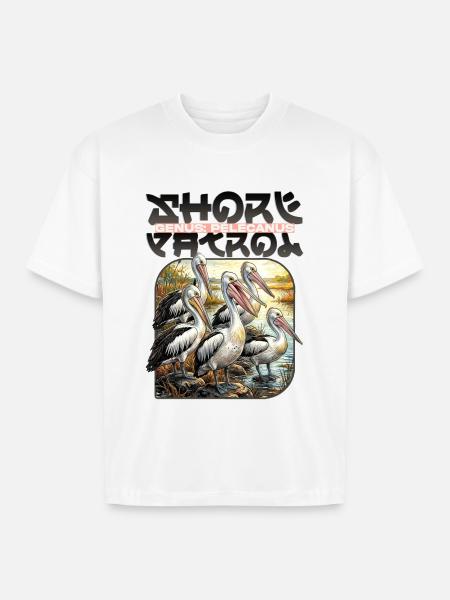 Pelecanus Shore Birds - Boxy Fit Unisex T-Shirt - white