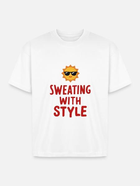 Sweating with Style - Boxy Fit Unisex T-Shirt - white