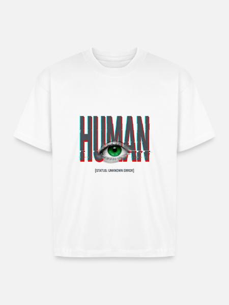 Human Glitch Eye - Boxy Fit Unisex T-Shirt - white