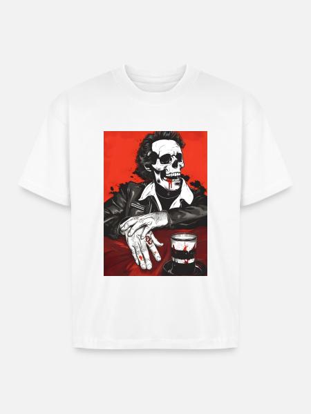 Skull Biker Noir - Boxy Fit Unisex T-Shirt - white