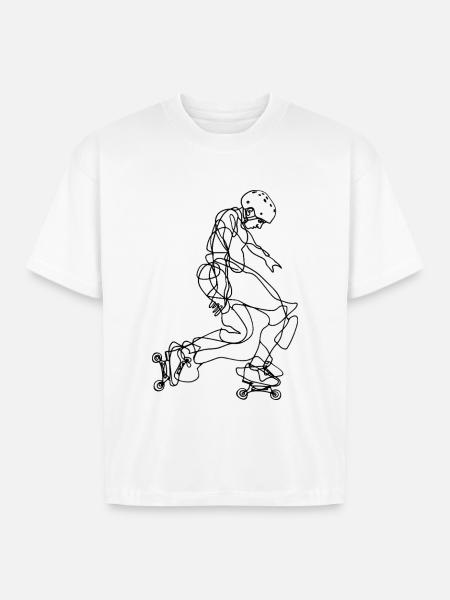 Roller Skater Drawing - Boxy Fit Unisex T-Shirt - white