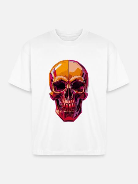 Polygon Skull – Geometric Skull Art - Boxy Fit Unisex T-Shirt - white