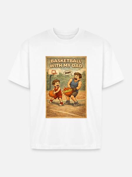 Basketball Bond: Dad and Kid - Boxy Fit Unisex T-Shirt - white