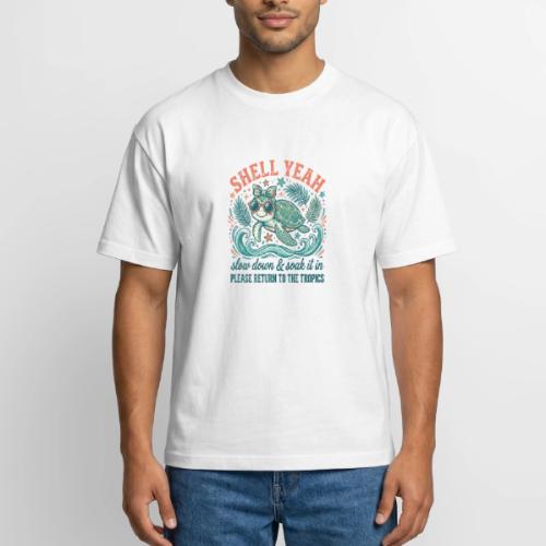 Shell Yeah Sea Turtle Beach Vibes - Boxy Fit Unisex T-Shirt