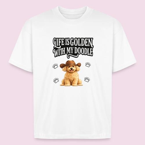 Life Is Golden With My Doodle Cowboy Goldendoodle - Boxy Fit Unisex T-Shirt