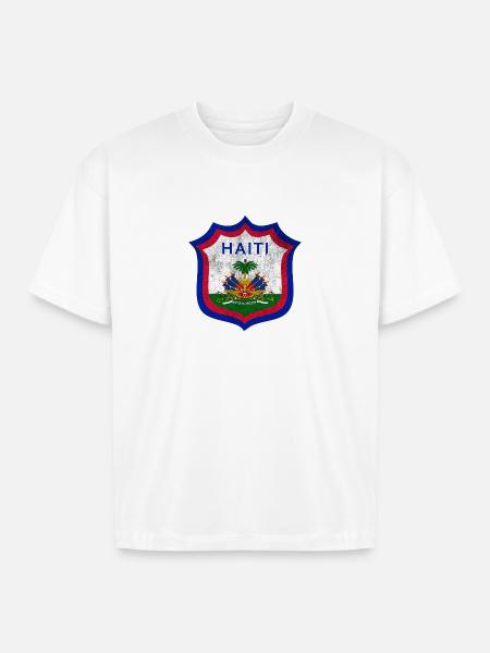 Haiti Crest Design - Boxy Fit Unisex T-Shirt - white
