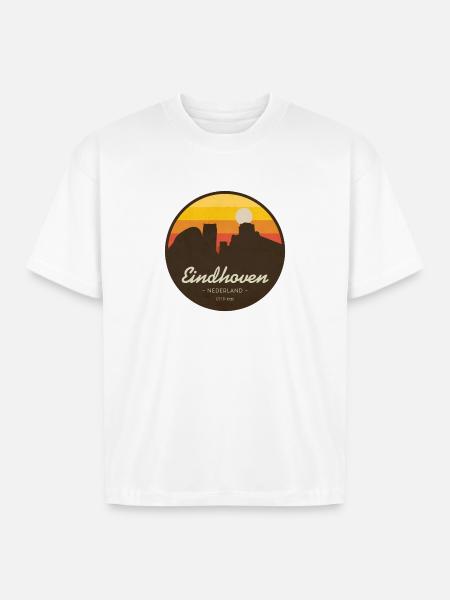 Eindhoven Sunset Retro Badge - Boxy Fit Unisex T-Shirt - white