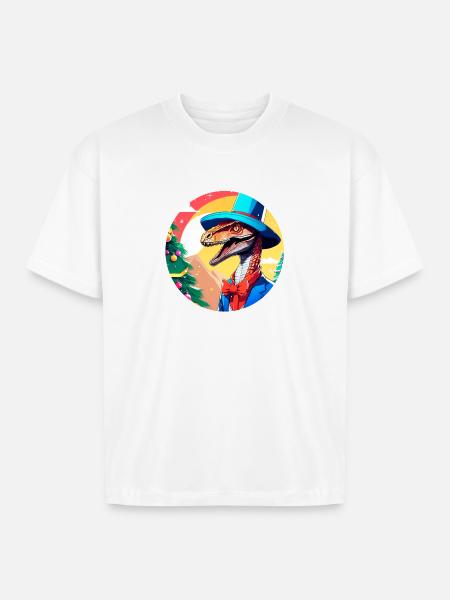Merry Raptor Christmas - Boxy Fit Unisex T-Shirt - white