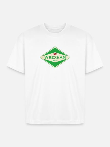 Wrexham Green Diamond Logo - Boxy Fit Unisex T-Shirt - white